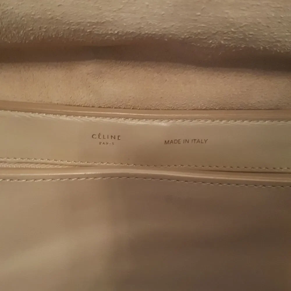 ‎CELINE Trapeze Leather Black Taupe Handbag - Large